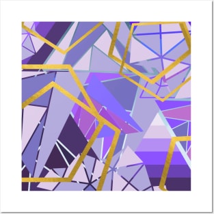 Purple abstract design with gold details Posters and Art